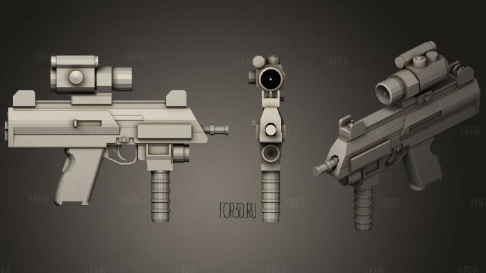 Пистолет-пулемет 3d stl модель для ЧПУ